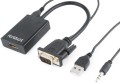 Gembird A-VGA-HDMI-01 D-Sub (VGA) - HDMI + USB-A + Jack 3.5mm czarny
