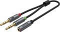 Unitek Jack 3.5mm - Jack 3.5mm x2 0.2m srebrny