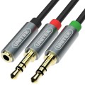 Unitek Jack 3.5mm - Jack 3.5mm x2 0.2m srebrny