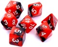 Rebel Komplet kości REBEL RPG - Dwukolorowe - Czerwono-czarne