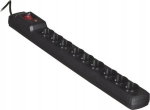 Activejet Combo przeciwprzepięciowa 9 gniazd 3 m czarna