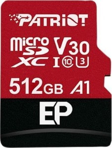 Patriot EP Series MicroSDXC 512 GB Class 10 UHS-I/U3 A1 V30