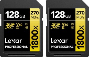 Lexar Professional 1800x SDXC 128 GB + 128 GB Class 10 UHS-II/U3 V60