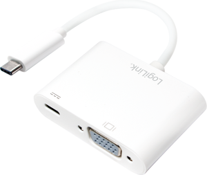 LogiLink USB-C - VGA + USB-C Biały
