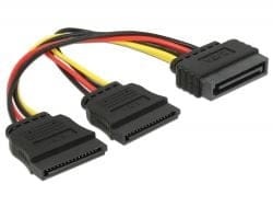 Delock SATA 15-pin - SATA 15-pin x2, 0.15m, Wielokolorowy