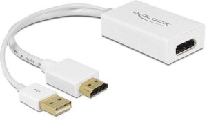 Delock HDMI - DisplayPort + USB-A biały