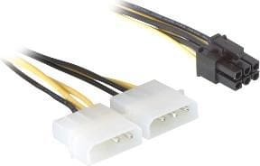 Delock Molex x2 - PCIe 6-pin, 0.15m, Żółty