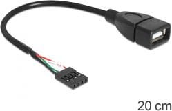 Delock USB zew. - USB wew., 0.2m, Czarny