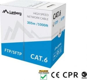 Lanberg kabel instalacyjny FTP, kat. 6, drut CU, 305m, szary