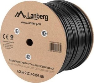 Lanberg kabel instalacyjny UTP, kat. 6, drut OUTDOOR CU, 305m, czarny
