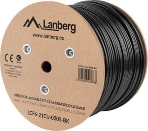Lanberg kabel instalacyjny FTP, kat. 6, drut OUTDOOR CU, 305m, czarny