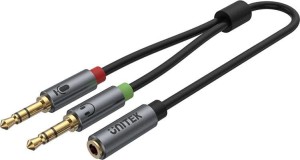 Unitek Jack 3.5mm - Jack 3.5mm x2 0.2m srebrny