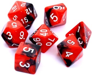 Rebel Komplet kości REBEL RPG - Dwukolorowe - Czerwono-czarne