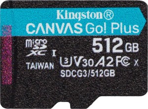 Kingston Canvas Go! Plus MicroSDXC 512 GB Class 10 UHS-I/U3 A2 V30