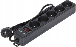 Akyga AK-SP-05U 5 gniazd 1.8 m czarna