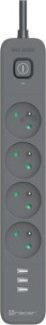 Tracer Power Line+ 1,5 m 4 gniazd + USB-A grafitowy