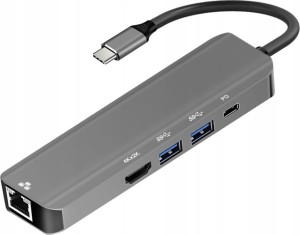 ART ADAPTER USB-C male / HDMI female 4K 60Hz / 1x USB3.0 / USB-C ALU 15cm oem