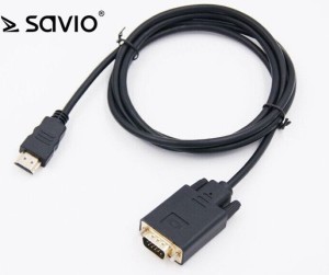 Savio SAVKABELCL-103 HDMI - D-Sub (VGA) 1.8m czarny
