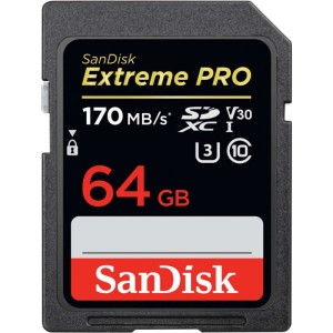 SanDisk Extreme Pro SDXC 64GB 170/90 MB/s V30 UHS-I U3