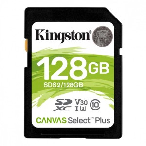 Kingston Canvas Select Plus SDXC 128 GB Class 10 UHS-I/U3 V30