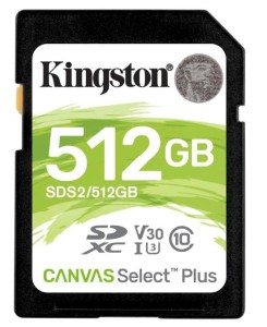 Kingston Canvas Select Plus SDXC 512 GB Class 10 UHS-I/U3 V30