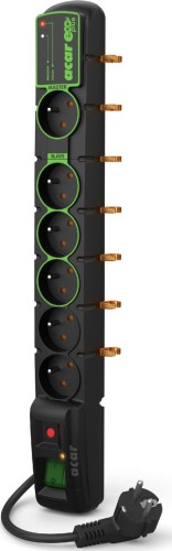 Acar Eco Plus przeciwprzepięciowa 6 gniazd 3 m czarna