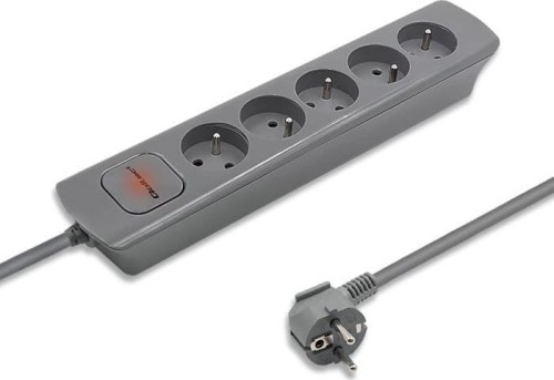 Qoltec 5 gniazd 1.8 m szara