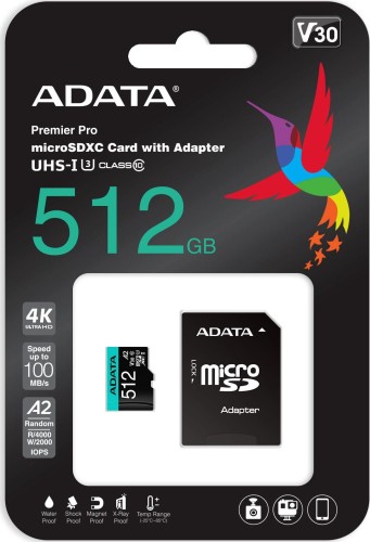 ADATA Premier Pro MicroSDXC 512 GB Class 10 UHS-I/U3 A2 V30