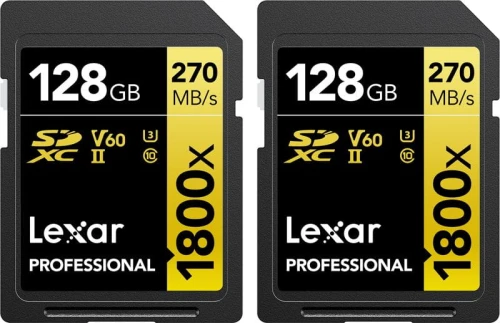 Lexar Professional 1800x SDXC 128 GB + 128 GB Class 10 UHS-II/U3 V60