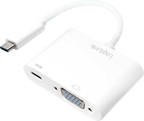 LogiLink USB-C - VGA + USB-C Biały