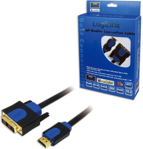 LogiLink HDMI - DVI-D 1m niebieski