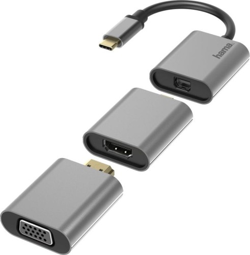 Hama Premium USB-C - DisplayPort Mini + HDMI + VGA Szary