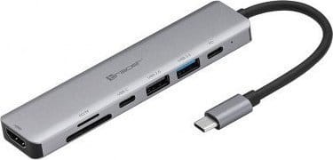 Tracer ADAPTER TRACER A-2, USB Type-C z czytnikiem kart, HDMI 4K, USB 3.0, PDW 60W