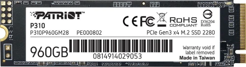 Patriot P310 960GB M.2 2280 PCI-E x4 Gen3 NVMe