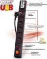 Acar USB przeciwprzepięciowa 6 gniazd 3 m czarna
