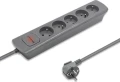 Qoltec 5 gniazd 1.8 m szara