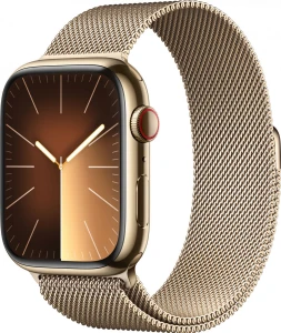 Apple Watch Series 9 GPS + Cellular, 45mm Koperta ze stali nierdzewnej w kolorze złotym z bransoletą mediolańską w kolorze złotym