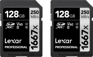 Lexar Professional 1667x (2 szt.) SDXC 128 GB Class 10 UHS-II/U3 V60