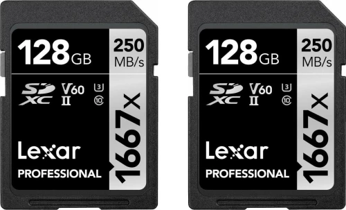 Lexar Professional 1667x (2 szt.) SDXC 128 GB Class 10 UHS-II/U3 V60