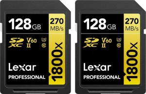 Lexar Professional 1800x SDXC 128 GB + 128 GB Class 10 UHS-II/U3 V60