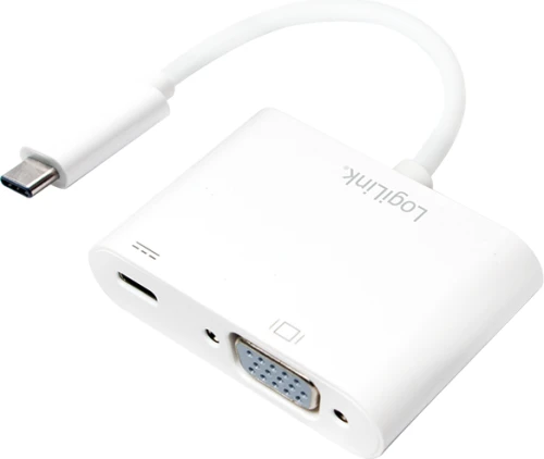 LogiLink USB-C - VGA + USB-C Biały