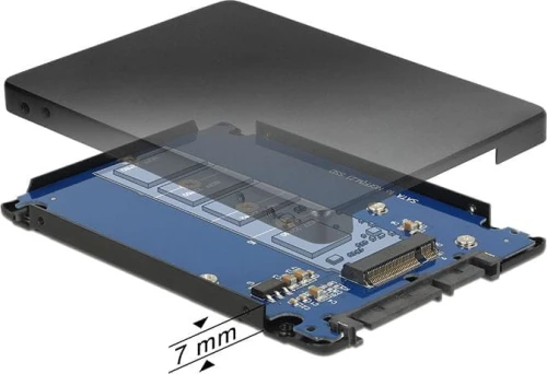 Delock Konwerter 2.5″ z 22-pinowym złączem SATA - M.2 NGFF z obudową