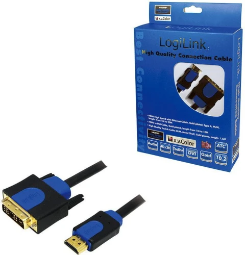 LogiLink HDMI - DVI-D 10m niebieski