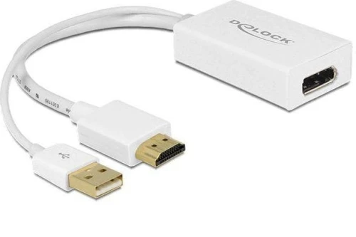 Delock HDMI - DisplayPort + USB-A biały