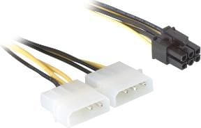 Delock Molex x2 - PCIe 6-pin, 0.15m, Żółty