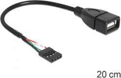 Delock USB zew. - USB wew., 0.2m, Czarny