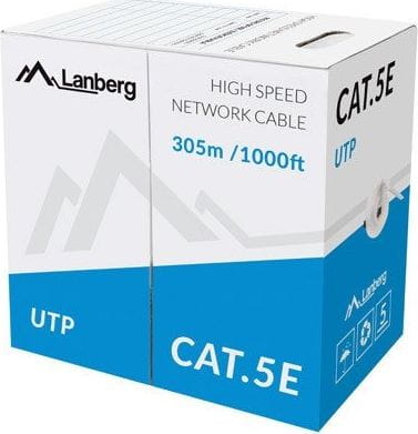 Lanberg Kabel instalacyjny UTP, kat. 5e, drut CU, 305m, szary