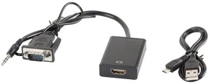 Lanberg HDMI - D-Sub (VGA) + Jack 3.5mm czarny