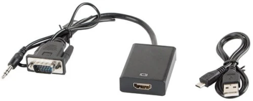 Lanberg HDMI - D-Sub (VGA) + Jack 3.5mm czarny