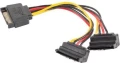Lanberg SATA 15-pin - SATA 15-pin x2, 0.15m, Wielokolorowy